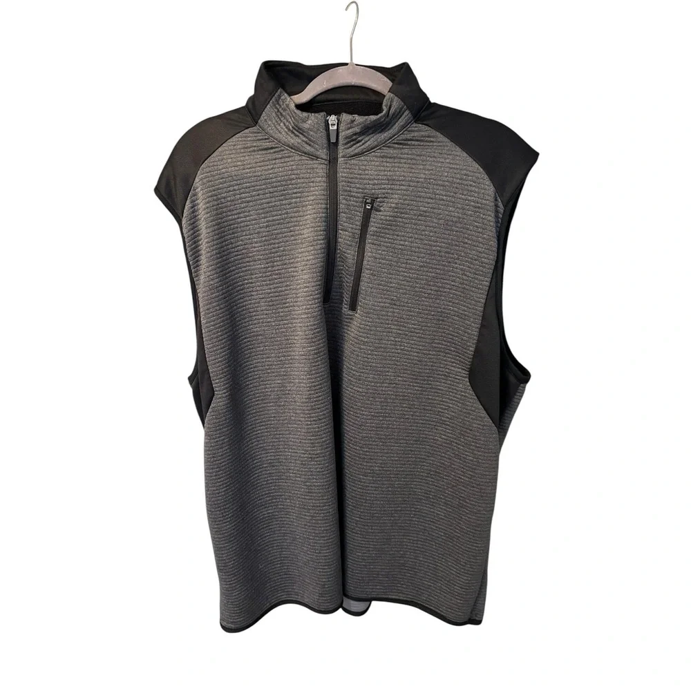 PGA Tour 2 Tone Gray Black Ottoman 1/2 zp Vest SZ XXL Golf Layering Prep Fairway